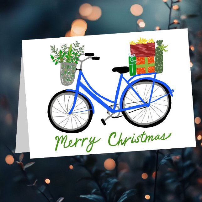 Tarjeta Adorables Navidades Regalos de Navidad en biciclet (Adorable Christmas Bicycle Holiday Xmas Gifts CUSTOM Card
)