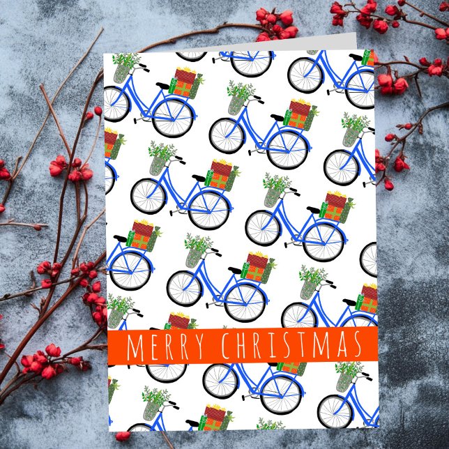 Tarjeta Adorables Navidades Regalos de Navidad en biciclet (Adorable Christmas Bicycle Holiday Xmas Gifts CUSTOM Card
)