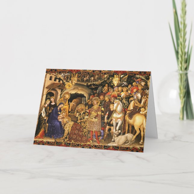 Tarjeta ADORACIÓN DE MAGI Gentile Da Fabriano, Navidades (Anverso)