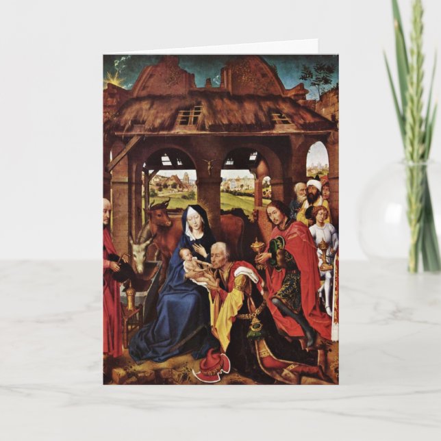 Tarjeta Adoración de unos de los reyes magos de Rogier van (Anverso)
