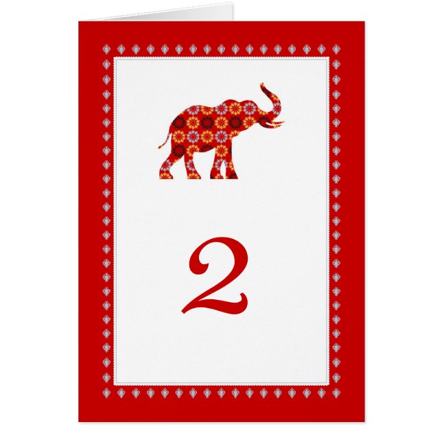 Tarjeta adornada de la tabla de los elefantes (Frente)