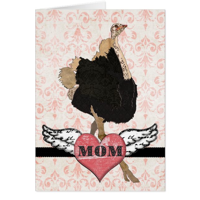 Tarjeta adornada del día de madre del damasco del (Frente)