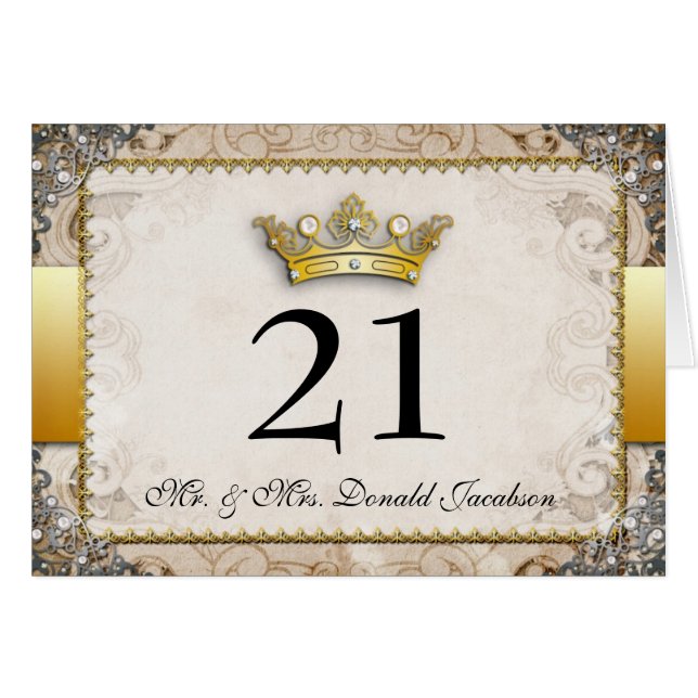 Tarjeta adornada del número de la tabla de la boda (Anverso (Horizontal))