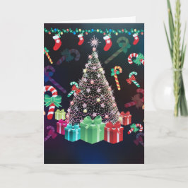 Tarjeta adornada muy bonita del árbol de navidad