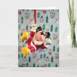 Tarjeta Adorno de árbol de Navidad de Papá Noel Danny Duck