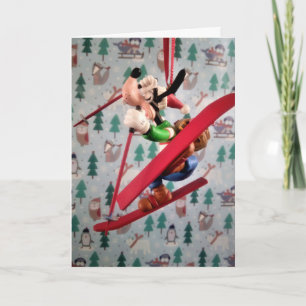 Tarjeta Adorno de árbol de Navidad de Papá Noel Danny Pato