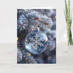 Tarjeta Adorno de copo de nieve de cristal de Navidad
