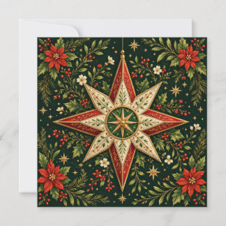 Tarjeta Adorno de estrella de Navidad vintage Poinsettia H