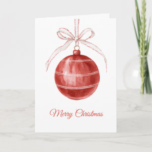 Tarjeta Adorno de lazo rojo blanco Navidad