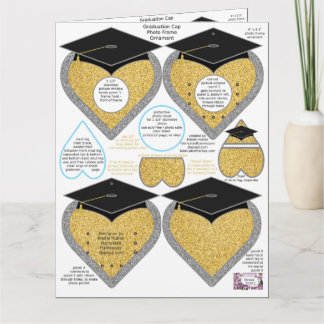Tarjeta Adorno de Marco de Corazón de Gorra de Graduación