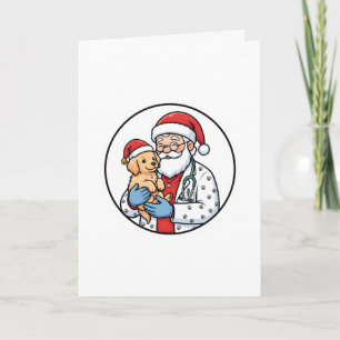 Tarjeta Adorno de Navidad de Santa Vet con cachorro