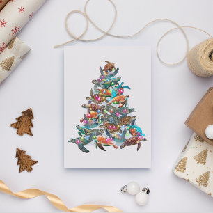 Tarjeta Adorno De Navidad De Tortuga Para Árbol De Navidad