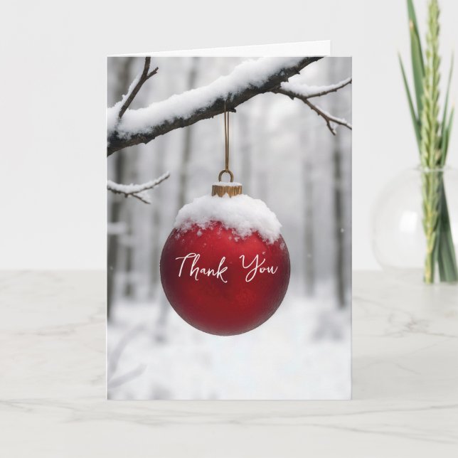Tarjeta Adorno de Navidad Rojo Gracias (Anverso)