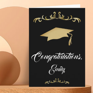 Tarjeta Adorno de Oro Elegante Felicitaciones Graduación