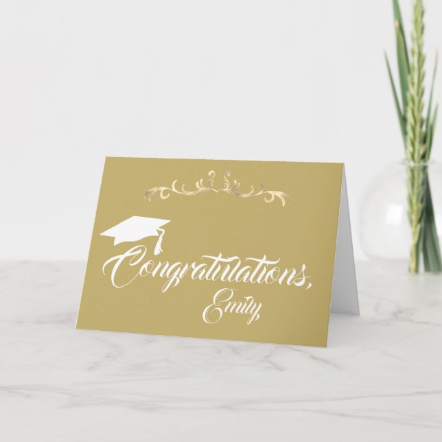 Tarjeta Adorno de oro elegante Felicitaciones Graduación (Anverso)