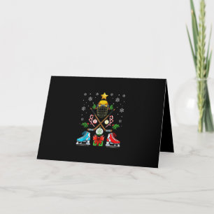 Tarjeta Adorno divertido de Navidad de hockey sobre hielo