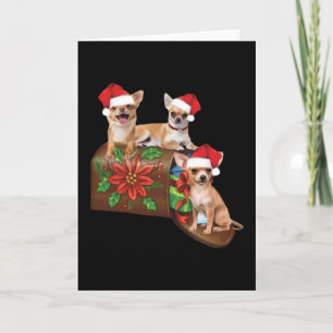 Tarjeta Adorno Navideño De Carta En Caja Con Chihuahua Lin