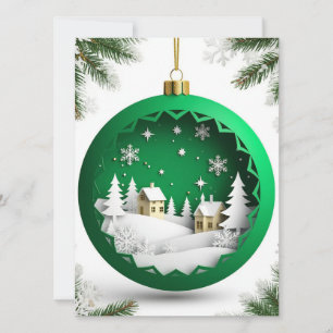 Tarjeta ✨ Adorno Navideño Verde de Navidad Pueblo de Invie