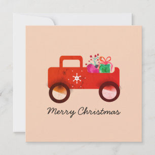 Tarjeta Adornos de Acuarela de Camión Antiguo Regalos 