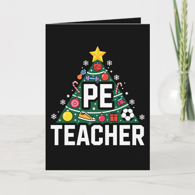 Tarjeta Adornos de árbol de Navidad para profesor de educa (Anverso)