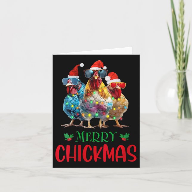 Tarjeta Adornos de luces de Chickmas alegres para mujeres  (Anverso)