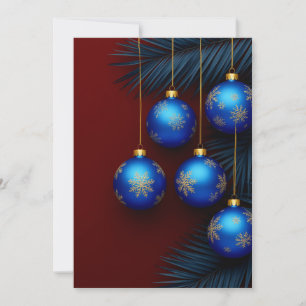 Tarjeta Adornos de Navidad Azules de Lujo 🎄✨Brillo Navide