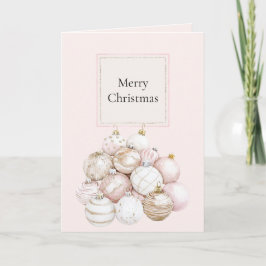 Tarjeta Adornos de Navidad de Champán Blanco Rosa Sonrojad