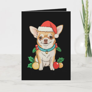 Tarjeta Adornos de Navidad de Chihuahua con Sombrero de Sa