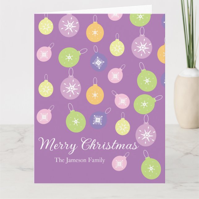 Tarjeta Adornos de Navidad de Pastel Copos de Nieve Violet (Anverso)