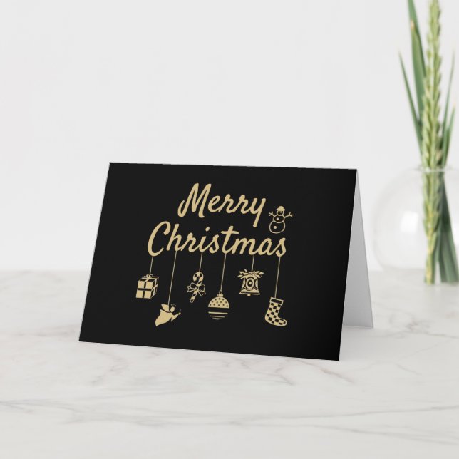 Tarjeta Adornos de Navidad dorados (Anverso)