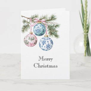 Tarjeta Adornos de Navidad para árbol de color azul blanco