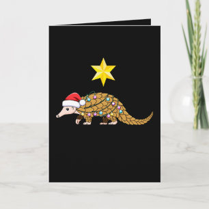 Tarjeta Adornos de sombrero de Santa Pangolín de Navidad E