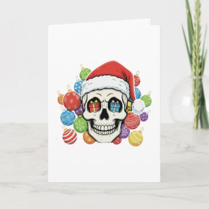 Tarjeta Adornos divertidos de Navidad góticos de cráneo de