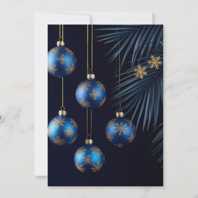 Tarjeta Adornos Navideños Azules ❄️✨ Escarcha Invernal Zaf (Anverso)
