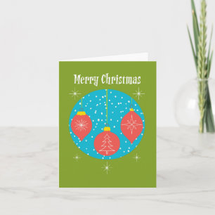 Tarjeta Adornos Navideños Modernos de Mitad de Siglo