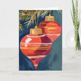 Tarjeta Adornos Navideños Vintage Acuarela