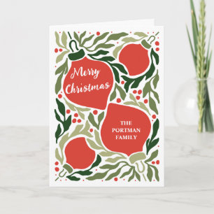 Tarjeta Adornos navideños y follaje Foto de vacaciones