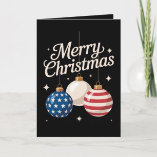 Tarjeta Adornos Patrióticos de Navidad Bandera Americana U