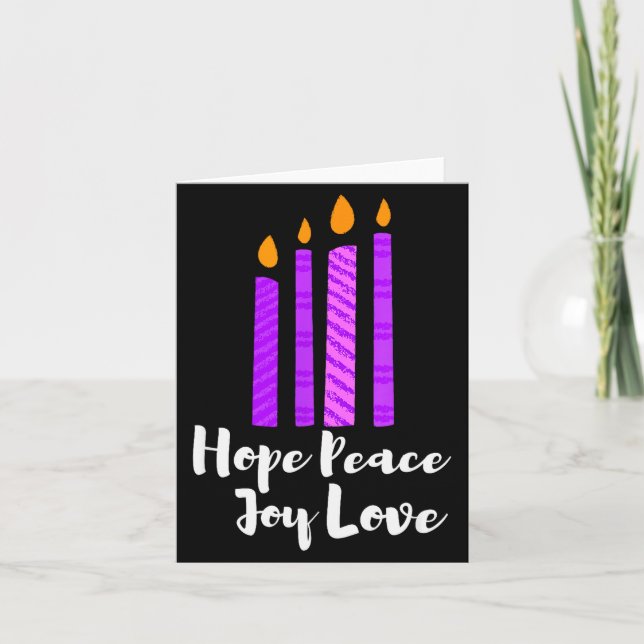 Tarjeta Advent Evergreen Wreath Candles Hope Peace Joy Lov (Anverso)