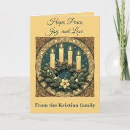 Tarjeta Advent Hope, Peace, Joy, and Love Art Nouveau 