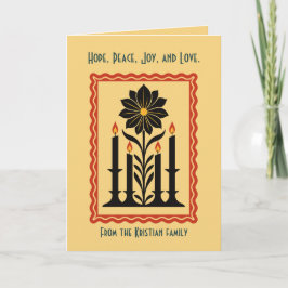 Tarjeta Advent Hope, Peace, Joy, and Love Stylized Design 