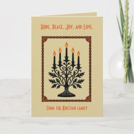 Tarjeta Advent Stylized Candelabra Nordic Christmas 