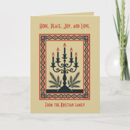 Tarjeta Advent Stylized Candelabra Nordic Christmas With K