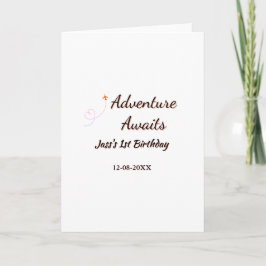 Tarjeta Adventure awaits 1st birthday name date planeretro