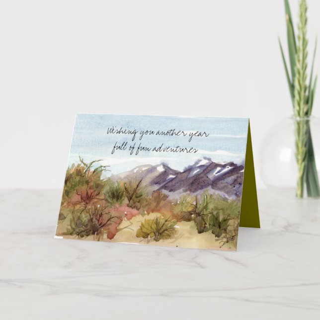 Tarjeta Adventure Birthday Desert Mountain Landscape (Anverso)