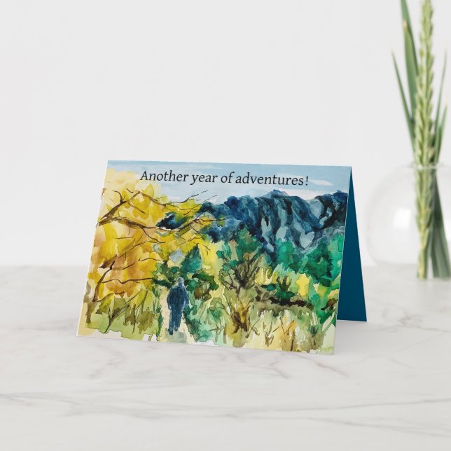 Tarjeta Adventure Birthday Hiking Trail Mountain Landscape (Anverso)