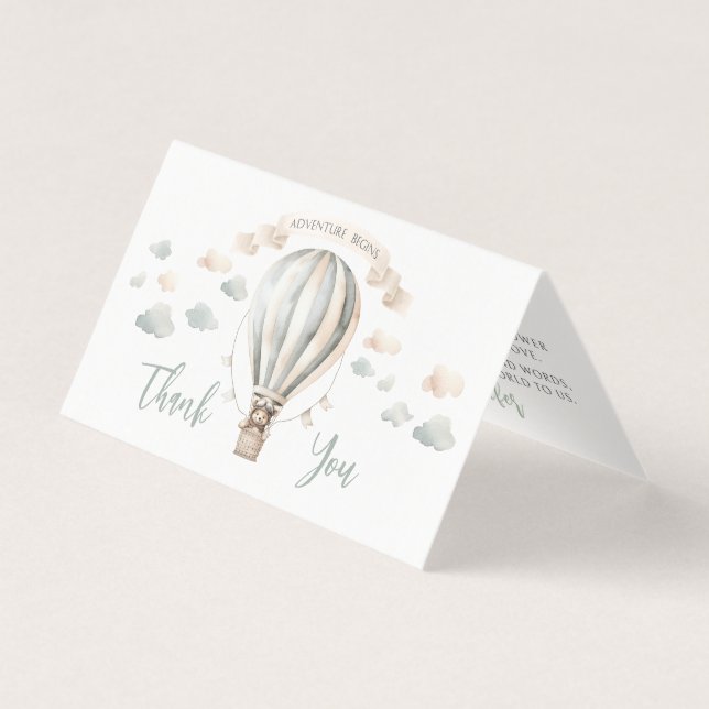 Tarjeta Adventure Teddy Baby Shower Foldable Gracias (Anverso)