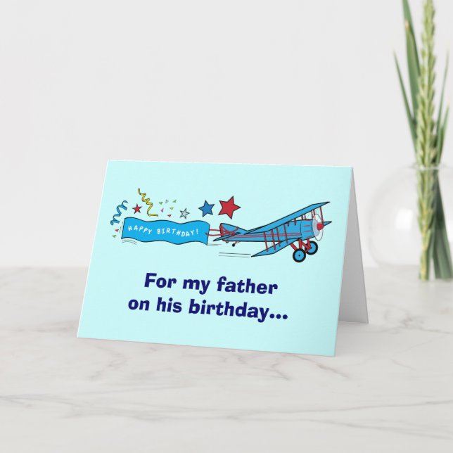 Tarjeta Aeroplano del padre del feliz cumpleaños (Anverso)