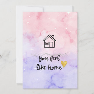 Tarjeta Aesthetic Watercolor "You Feel Like Home" Romantic
