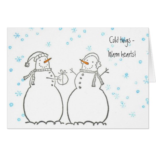 Tarjeta afectuosa de los muñecos de nieve
